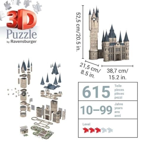 Ravensburger, 3D Puzzle Harry Potter Astronomi Kulesi, Yetişkin Puzzle