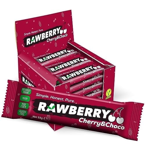 Rawberry Cherry Choco Şeker İlavesiz Vegan Glütensiz Kuruyemiş Bar (kutuda 15 Adet)