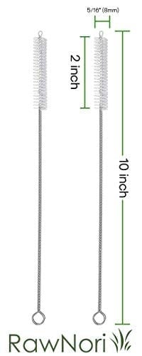 RawNori 2 İçme Saman Temizleme Fırçası UZUN - Paslanmaz Çelik İçecek Pipetleri için Kıl Temizleyici Cam Yıkama İçin Ağır Hizmet Fırçaları Silikon Metal Pipetler Çaydanlık Bacalı Mini Mikro Şişe