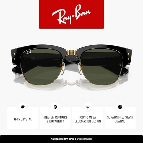Ray-Ban Mega Clubmaster 0316S 901/31 Black/Gold-Green Güneş Gözlüğü