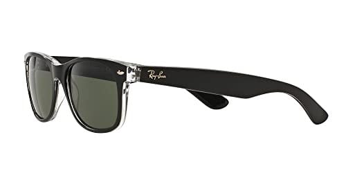 Ray-Ban RB2132 Yeni Wayfarer Kare Güneş Gözlüğü, Şeffaf/Polarize Yeşil üzerine Siyah, 55 mm