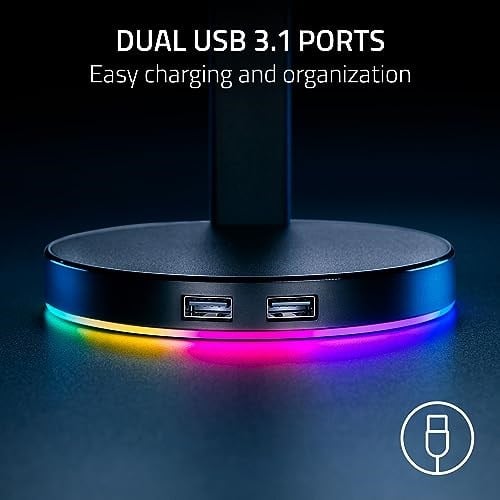 Razer Base Station V2 Chroma - USB Hub ve RGB Aydınlatmalı Kulaklık Standı (7.1 Surround Sesli USB Hub, Entegre Kulaklık Tutu - Seçenekler: Base Station V2, Baz İstasyonu V2 Chroma, Mouse Bungee V3...