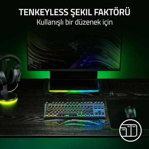 Razer Huntsman V3 X Tenkeyless (Mor Anahtar) - Espor için Optik Klavye - Sayısal Tuş Takımı Tasarımı Yok - Programlanabilir Tuşlar - RGB Teknolojil - Seçenekler: Mini, Tenkeyless, TR Düzeni, US Düzeni