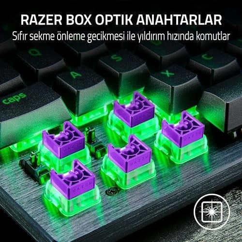 Razer Huntsman V3 X Tenkeyless (Mor Anahtar) - Espor için Optik Klavye - Sayısal Tuş Takımı Tasarımı Yok - Programlanabilir Tuşlar - RGB Teknolojil - Seçenekler: Mini, Tenkeyless, TR Düzeni, US Düzeni