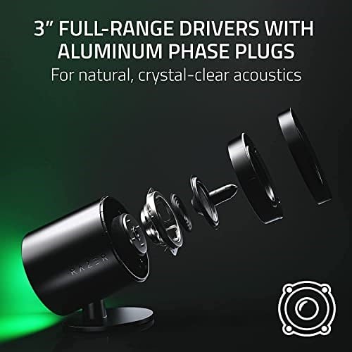 Razer Nommo V2 Pro - Kablosuz Subwooferlı Tam Aralıklı 2.1 PC Oyun Hoparlörleri (3 inç Tam Aralıklı Sürücüler, Alüminyum Faz Fişleri, Kablosuz Aşağıya D - Seçenekler: Nommo V2 Pro, Nommo V2, Standart
