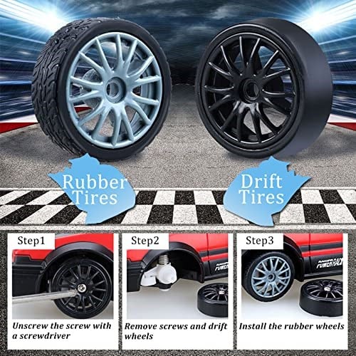 RC Drift Araba Uzaktan Kumanda Araba 2.4GHz 1:24 Ölçekli 4WD 15KM/H Yüksek Hızlı Model Araç LED Işıkları Sürüklenen Lastik Yarışı Spor Oyuncak Araba Yetişkin Erkek Kız Çocuklar için Hediye 2 Adet Şarj
