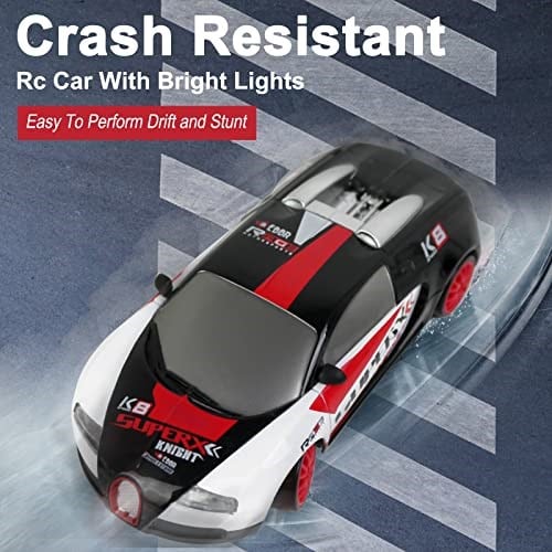 RC Drift Araba Uzaktan Kumanda Araba 2.4GHz 1:24 Ölçekli 4WD 15KM/H Yüksek Hızlı Model Araç LED Işıkları Sürüklenen Lastik Yarışı Spor Oyuncak Araba Yetişkin Erkek Kız Çocuklar için Hediye 2 Adet Şarj