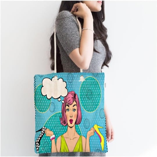 RealHomes Pop Art Dijital Baskılı Fermuarlı Modern Kumaş Çanta Canta-245, CANTA-245
