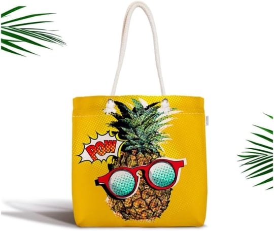 RealHomes Pop Art Temalı Ananas Özel Tasarım Fermuarlı Kumaş Çanta Canta-3178, CANTA-3178