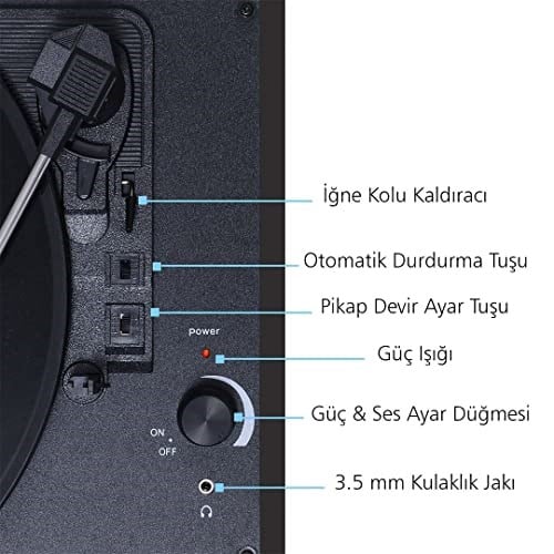 Record Master T310ch Şarj ve Bluetooth Özellikli Pikap - 33, 45, 78 (T310CH Siyah)