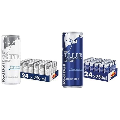 Red Bull Enerji İçeceği, Hindistan Cevizi ve Açai 250 ml (24lü Paket, 250 ml x 24 Adet) ve Red Bull Enerji İçeceği, Yaban Mersini, 250 ml (24lü Paket, 24 x 250 ml)