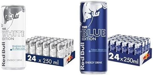 Red Bull Enerji İçeceği, Hindistan Cevizi ve Açai 250 ml (24lü Paket, 250 ml x 24 Adet) ve Red Bull Enerji İçeceği, Yaban Mersini, 250 ml (24lü Paket, 24 x 250 ml)