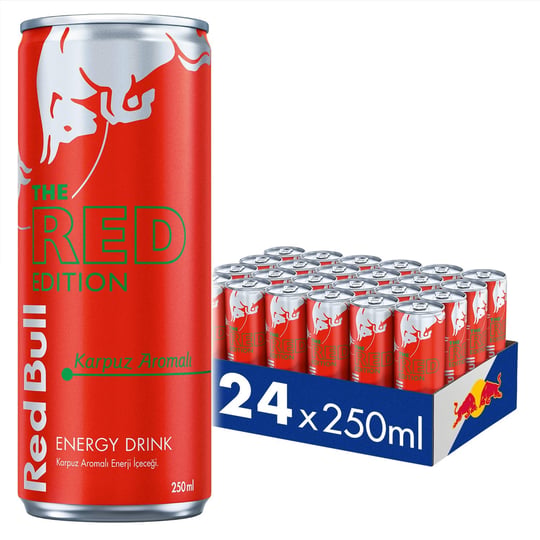 Red Bull Enerji İçeceği, Karpuz, 250 ml (24lü Paket, 24x250 ml)
