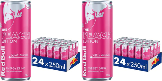 Red Bull Enerji İçeceği, Şeftali, 250 ml (24lü Paket, 24 x 250 ml)