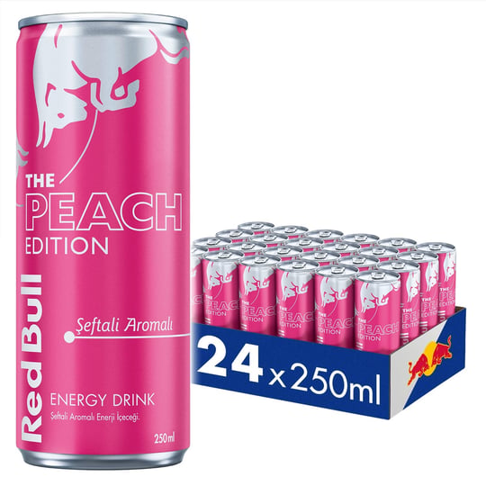 Red Bull Enerji İçeceği, Şeftali, 250 ml (24lü Paket, 24 x 250 ml)