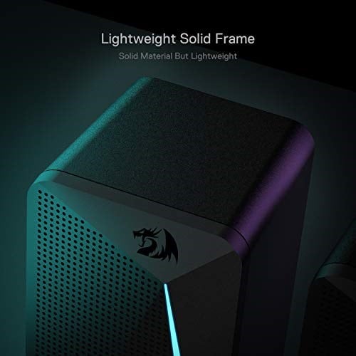 Redragon GS510 Waltz RGB masaüstü hoparlörler, LED arka aydınlatmalı 2.0 kanallı PC stereo hoparlörler, gelişmiş bas ve kolayca erişilebilen ses kontrolü, USB ve 3,5 mm kablo ile