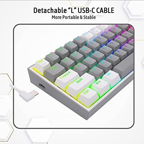 Redragon K617-RGB 16,8 Milyon RGB Aydınlatma, Red Switch Fizz%60 Q Türkçe Kablolu Mekanik Oyuncu Klavyesi Gri Beyaz