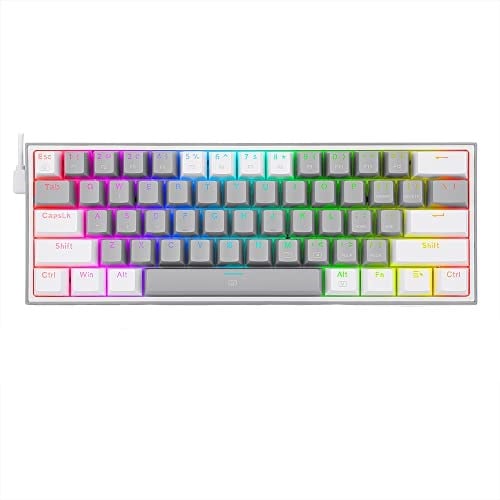 Redragon K617-RGB 16,8 Milyon RGB Aydınlatma, Red Switch Fizz%60 Q Türkçe Kablolu Mekanik Oyuncu Klavyesi Gri Beyaz
