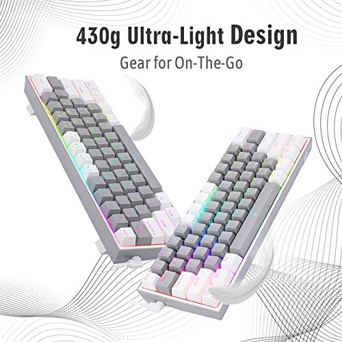 Redragon K617-RGB 16,8 Milyon RGB Aydınlatma, Red Switch Fizz%60 Q Türkçe Kablolu Mekanik Oyuncu Klavyesi Gri Beyaz