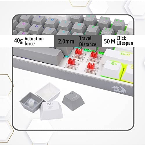 Redragon K617-RGB 16,8 Milyon RGB Aydınlatma, Red Switch Fizz%60 Q Türkçe Kablolu Mekanik Oyuncu Klavyesi Gri Beyaz