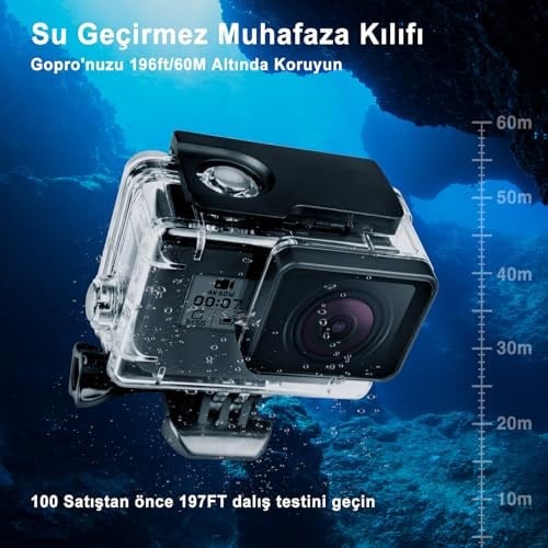 REDTRON GoPro Hero 5/6/7 için su geçirmez gövde, 60 m suya dayanıklı dalış koruyucu kılıf, hızlı montaj mandallı ve 12 buğulanma önleyici eklenti,  - Seçenekler: Case for Gopro 5/6/7, Case for Gopro 8