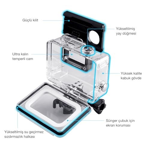 REDTRON GoPro Hero 5/6/7 için su geçirmez gövde, 60 m suya dayanıklı dalış koruyucu kılıf, hızlı montaj mandallı ve 12 buğulanma önleyici eklenti,  - Seçenekler: Case for Gopro 5/6/7, Case for Gopro 8