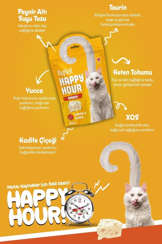 Reflex Happy Hour Seçici Kedi Peynir Tavuk Kedi Ödül 60 Gr