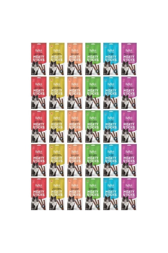 Reflex Kedi Ödülü, 3 Çeşit Karma Stick Treats, 30lu Set