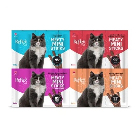Reflex Plus Meaty Mini Sticks Kedi Ödül Maması 5 Adet x 2 gr x 4 Çeşit
