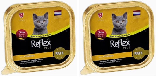 Reflex Plus Pate With Orgranic Chicken Adult Cat Food 85 Gr 2li paket