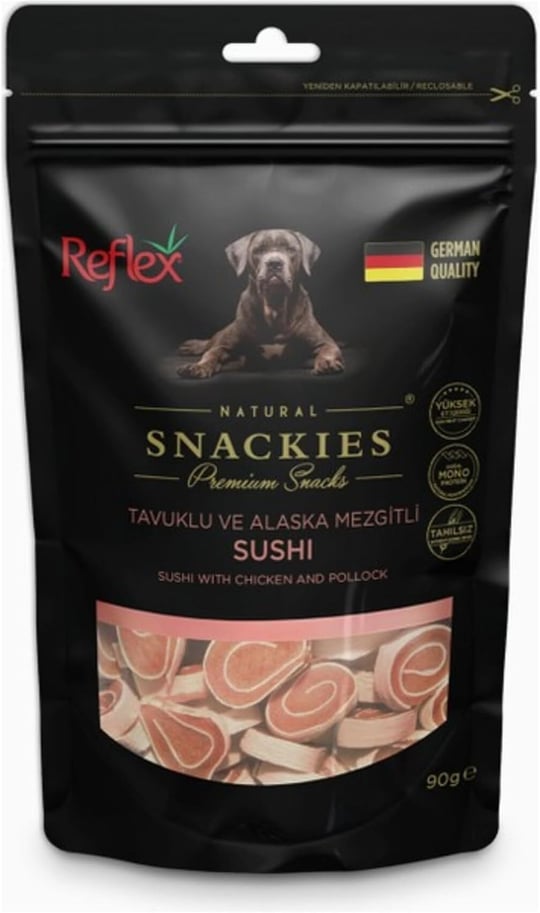 Reflex Snackies Tavuklu Alaska Mezgitli Kurutulmuş Et Köpek Ödülü 90gr