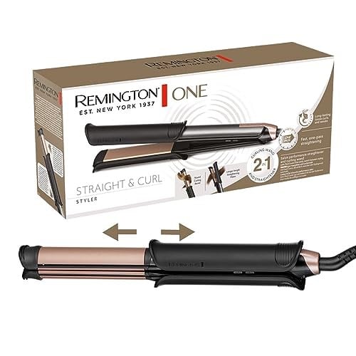 Remington ONE Saç Düzleştirici ve Kıvırıcı [2si 1 arada] Esnek Seramik Uçlar (Düzleştirici, Kıvırma 32 mm ve Dalgalanma, Sıcaklık Kontrolü 150-230°C, Plaka Kilidi, Otomatik Kapanma) S6077