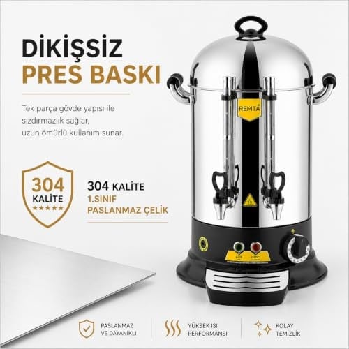 Remta ER13 Elegance Çay Makinesi, 120 Bardak, 12 L