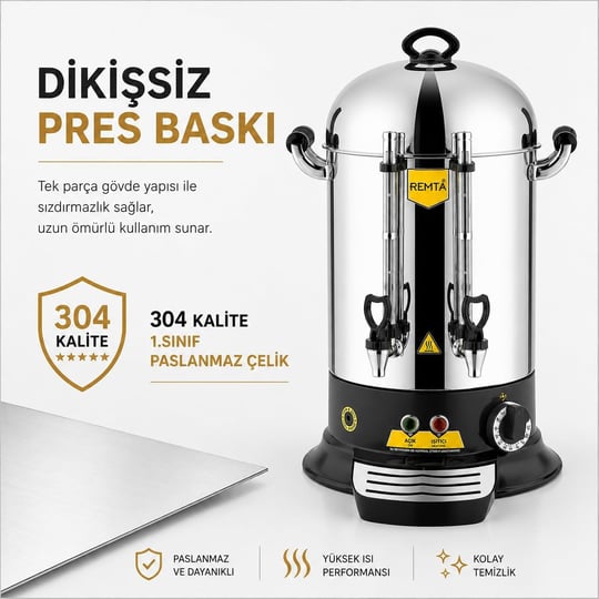 Remta ER13 Elegance Çay Makinesi, 120 Bardak, 12 L