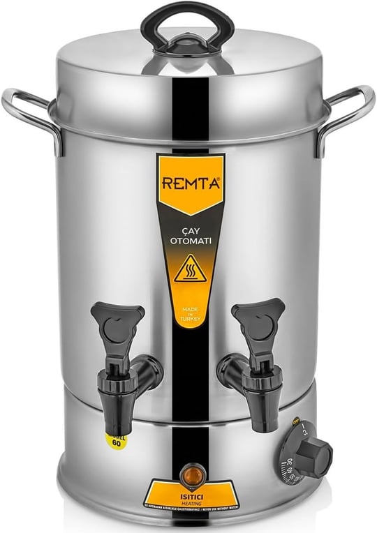 Remta Standart Çay Makinesi, 60 Bardak, Gümüş, 7 lt - Seçenekler: 7lt, 9lt, 12lt, 15lt, 22lt, 36lt, 50lt, 5lt