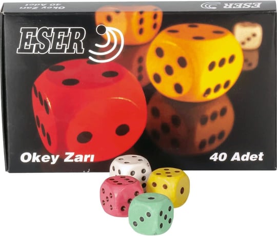 Renkli Okey Zarı 40’lı Büyük Boy