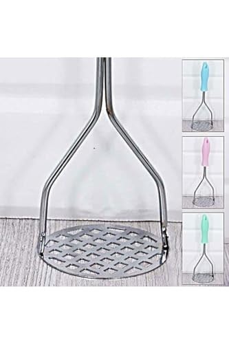 Renkli Plastik Saplı Paslanmaz Metal Patates Ezici Püre Yapıcı