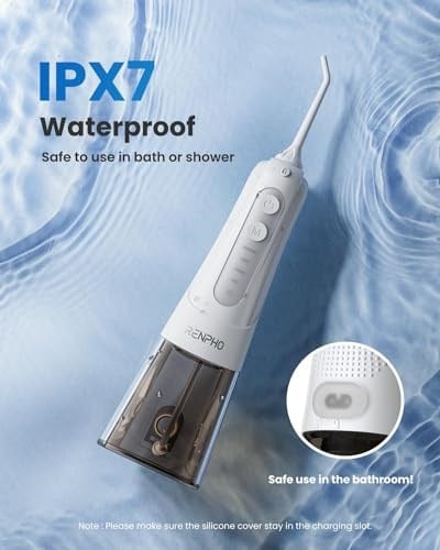 RENPHO Akülü Diş Duşu, 300ML Taşınabilir Suya Dayanıklı USB Şarj Edilebilir Dental Oral Irrigator, DIY ile 4 Mod, 5 Jet Uç, Su Diş Seçtikleri Ev Seyahati için Diş Temizleyici