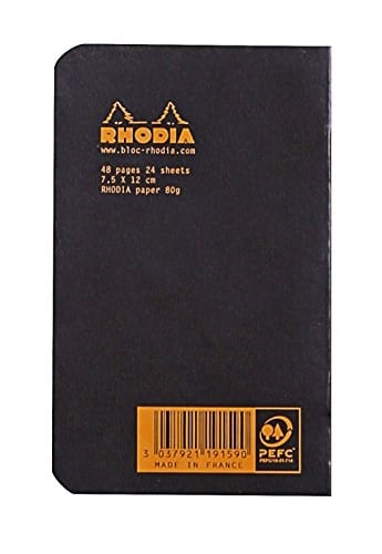 Rhodia Kareli Zımbalı Defter, Siyah, 75x120 mm - Seçenekler: 75x120 mm, 148x210 mm, 210x297 mm