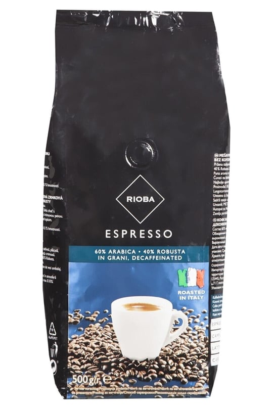 Rioba Kafeinsiz%60 Arabica ve%40 Robusta Çekirdek Kahve 500gr
