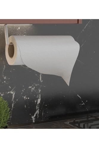 Risingmaber Metal Beyaz Yapışkanlı Kağıt Havluluk Yapışkanlı Havlu Askılığı, Banyo Askısı Yapışkanlı Havluluk ve Peçetelik 3M Yapışkanlı Tasarım MT72B
