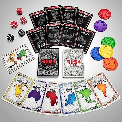 Risk Strike Cards and Dice Game, Quick-Playing Strategy Card Game for 2-5 Players, 20 Min. Average, Family Games, Party Games - İngilizce versiyon