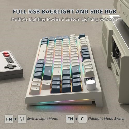 RK86 Kablosuz Mekanik Klavye, Gaming Klavye Conta Montajlı, 3 Mod (2.4Ghz/Bluetooth/Type C) Apex Pro TKL RGB 75% Oyuncu Klavyesi, TFT Renkli Ekran, Topuz, Hot Swappable Doğrusal Anahtar