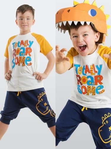 Roarsome Erkek Çocuk T-shirt Kapri Şort Takım