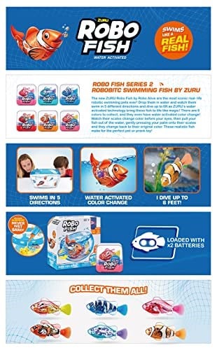 Robo Fish Serisi 2 Robotik Yüzme Balıkları Renk Değişimi ile ZURU