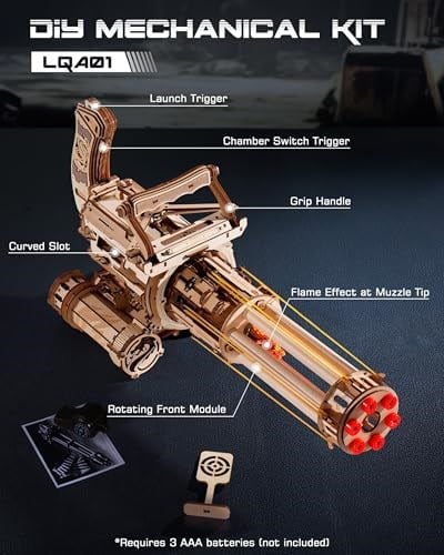 ROBOTIME Yetişkinler ve Gençler için Ahşap 3D Yapboz, 412 Parça Kendin Yap Mekanik Model Kiti, Elastik Atıcı, Bulmaca Meraklıları ve Koleksiyoncular için Yaratıcı Hediye, LQA01