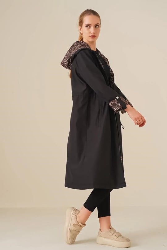 Rodi Kadın Leopar Kol Katlamalı Trenchcoat DS22YB119091