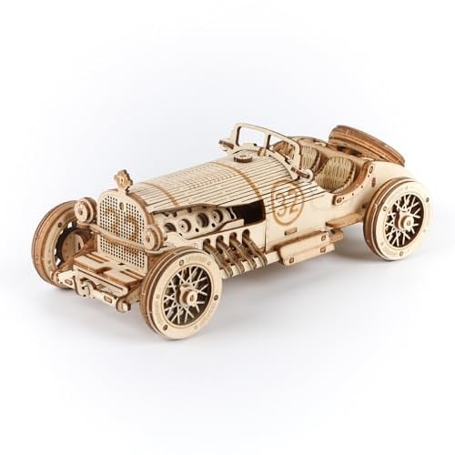 ROKR 3D Ahşap Bulmaca Yetişkinler Çocuklar için Vintage Grand Prix Araba Modeli Kitleri Hediye Genç