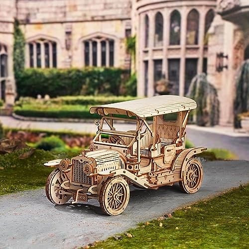 ROKR 3D Ahşap Yapboz Model Yapma Yetişkin Klasik Araba Çocuklar ve Yetişkinler için Hediyeler, Vintage Araba