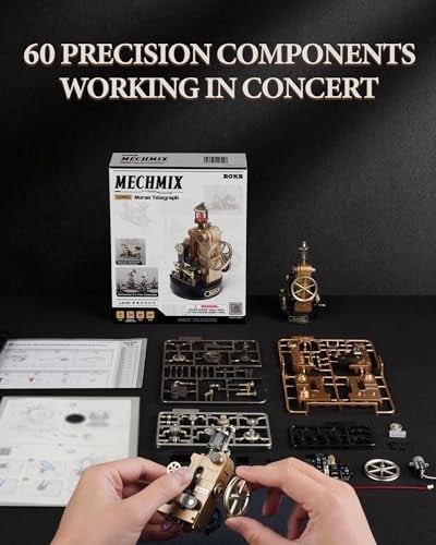 ROKR Metal 3D Yapboz Mekanik Model Kitleri, Platsic DIY Endüstriyel Şehir El Sanatları Hediyeleri (Mors Telgrafı)